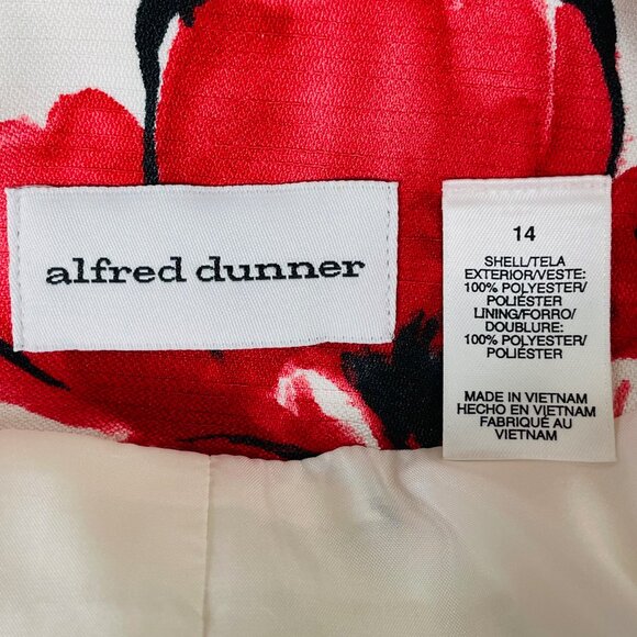 Alfred Dunner 3/4 Sleeve Blazer Sz 14 Red Floral Leopard Artsy Office Mature - Picture 6 of 6